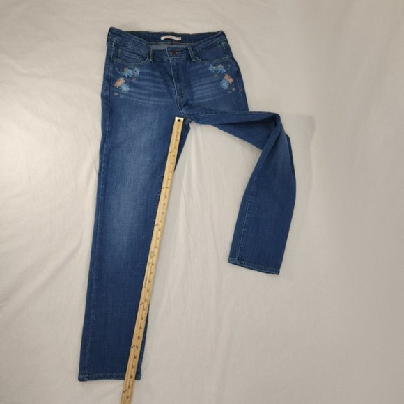 LEVI'S Mid Rise Skinny Floral Embroidered Jeans Size W31 L32 79% Cotton 19% Poly - Picture 16 of 16